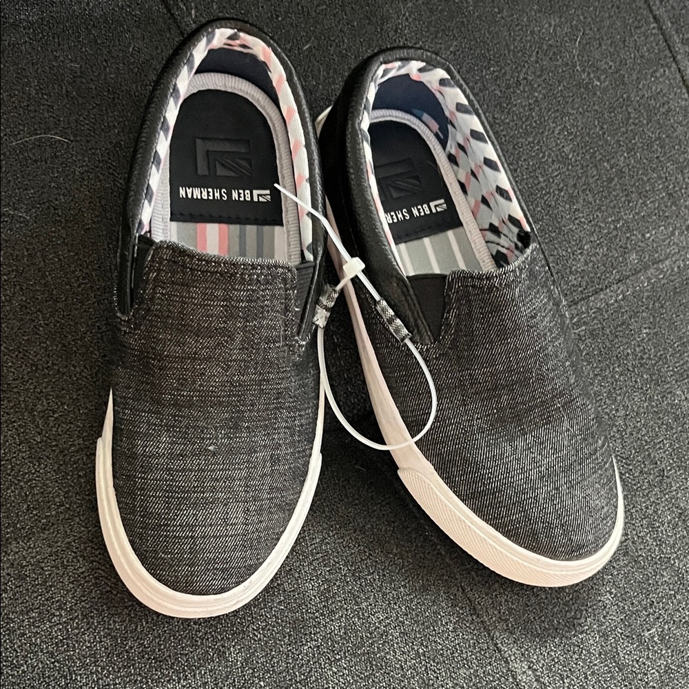 Ben Sherman Black and White Kids Slip-On Sneakers